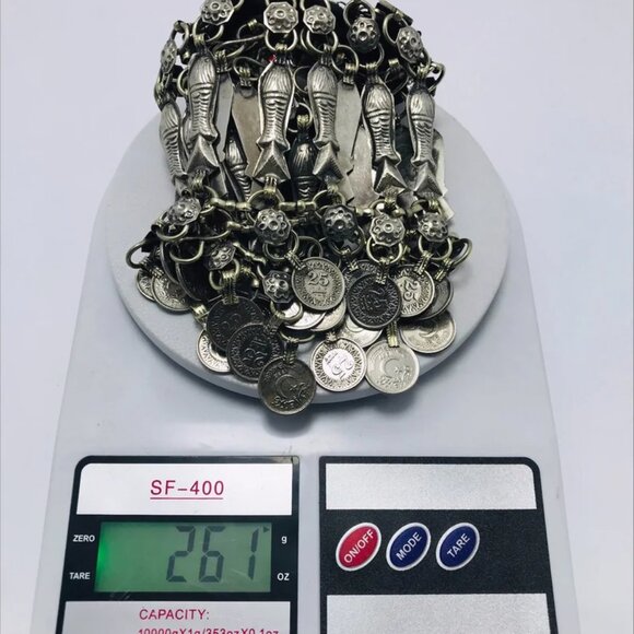 Tribal Choker Necklace With Fish Motifs and Vintage Coins, Afghan Fish Choker - Picture 9 of 9